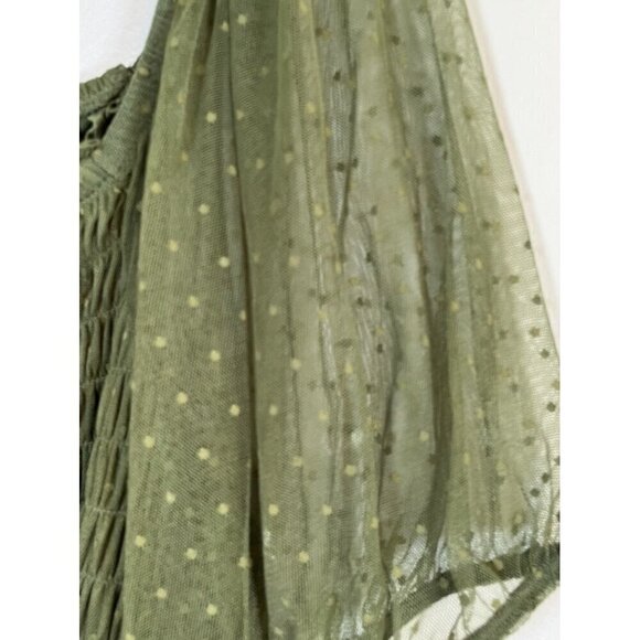 Torrid Polka Dot Top Milkmaid 4X Green Mesh Metallic Fairy Whimsical Boho Hippie - Picture 3 of 12